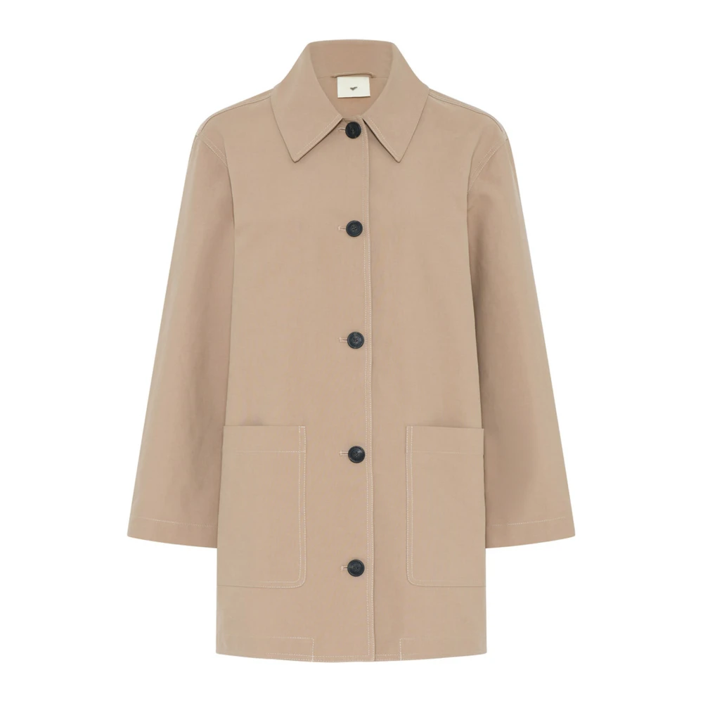 Heartmade Minimalistische Jas Buitenkleding Modern Ontwerp Beige Dames