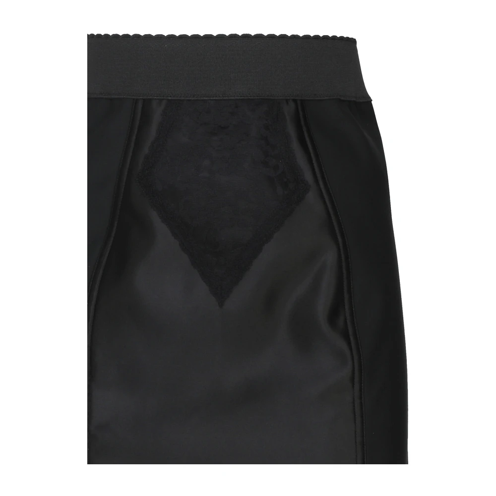 Dolce & Gabbana Zwarte Marquisette Satijnen Korsetrok Black Dames