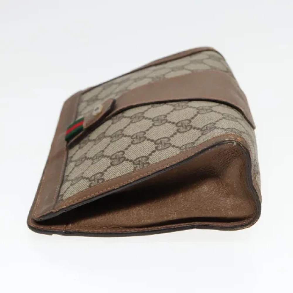 Gucci Vintage Pre-owned Leather clutches Beige Dames