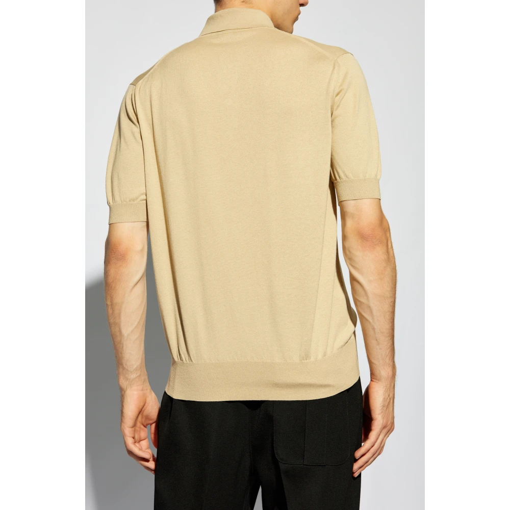 Salvatore Ferragamo Zijden polo Beige Heren