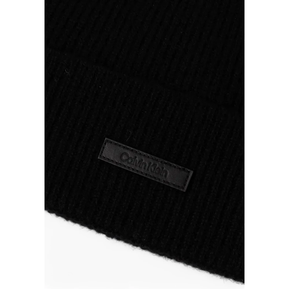 Calvin Klein Luxe Cashmere Cap Machinewasbaar Black Heren