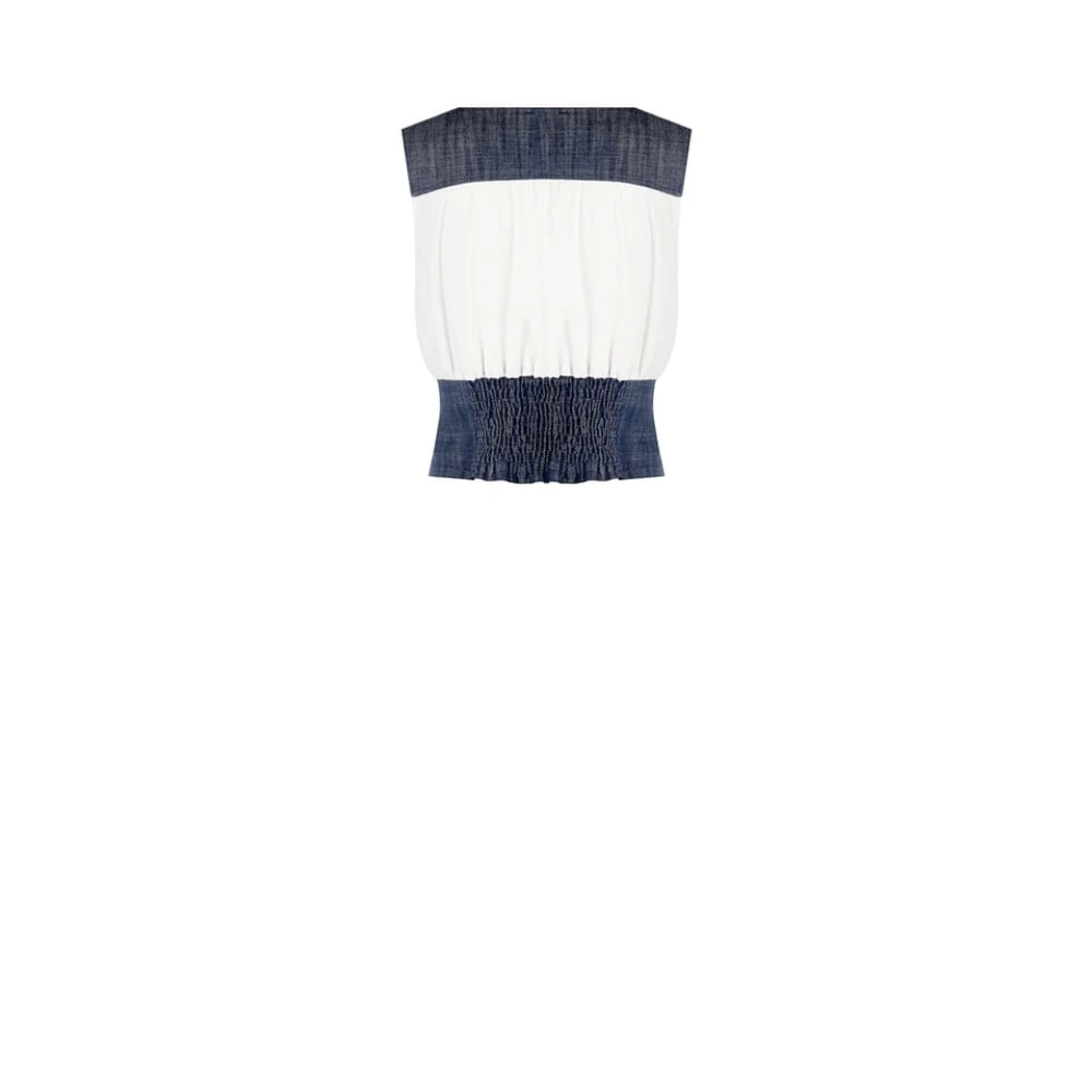 RINASCIMENTO Denim detail satijnen top mouwloos White Dames