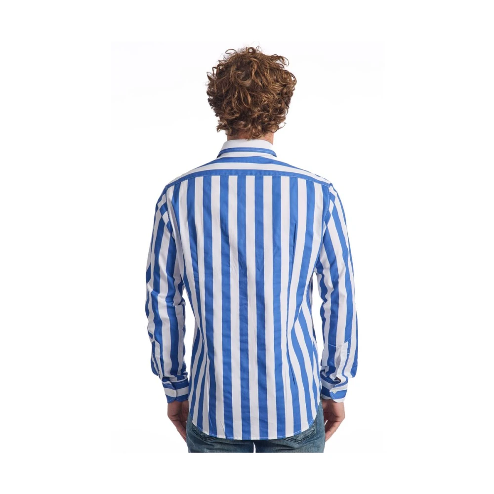 Baldinini Blauw Gestreept Overhemd Slim Fit Met Knopen Blue Heren