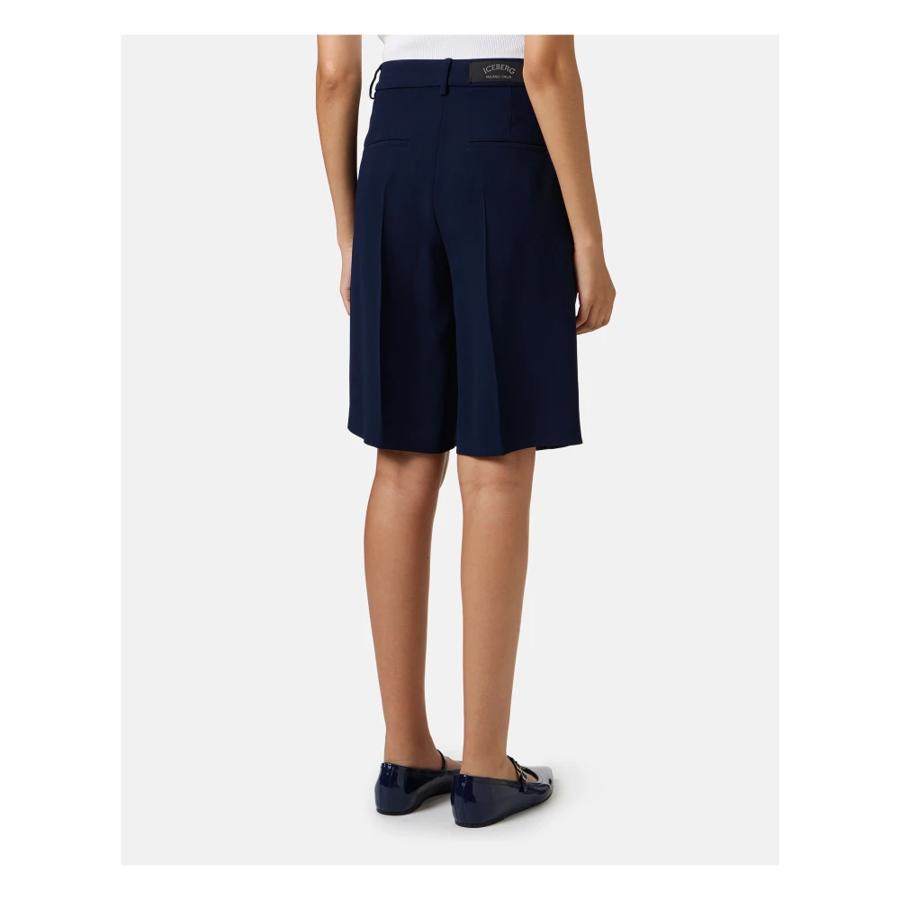 Iceberg Regular fit blauwe bermuda shorts met op maat gemaakte details en logo Blue Dames