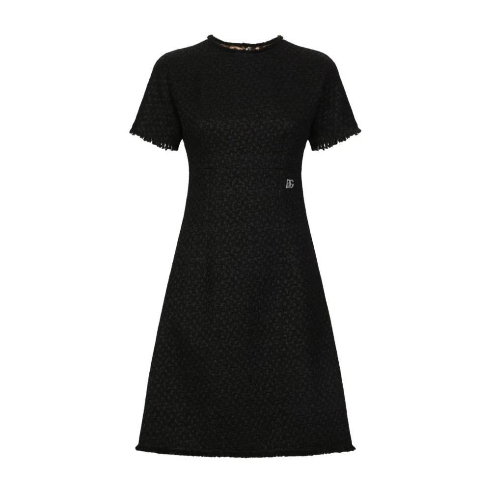 Dolce & Gabbana Korte jurk met logoplaatje Black Dames