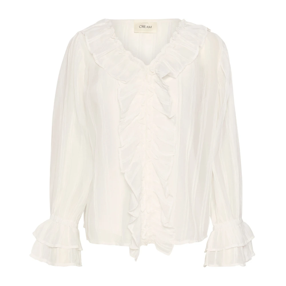 Cream Elegant Flounce Blouse Snow White Dames