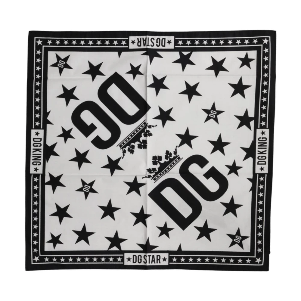 Dolce & Gabbana Crown Print Square Foulard Scarf - Male - Handkerchiefs - White - One Size - Accessories
