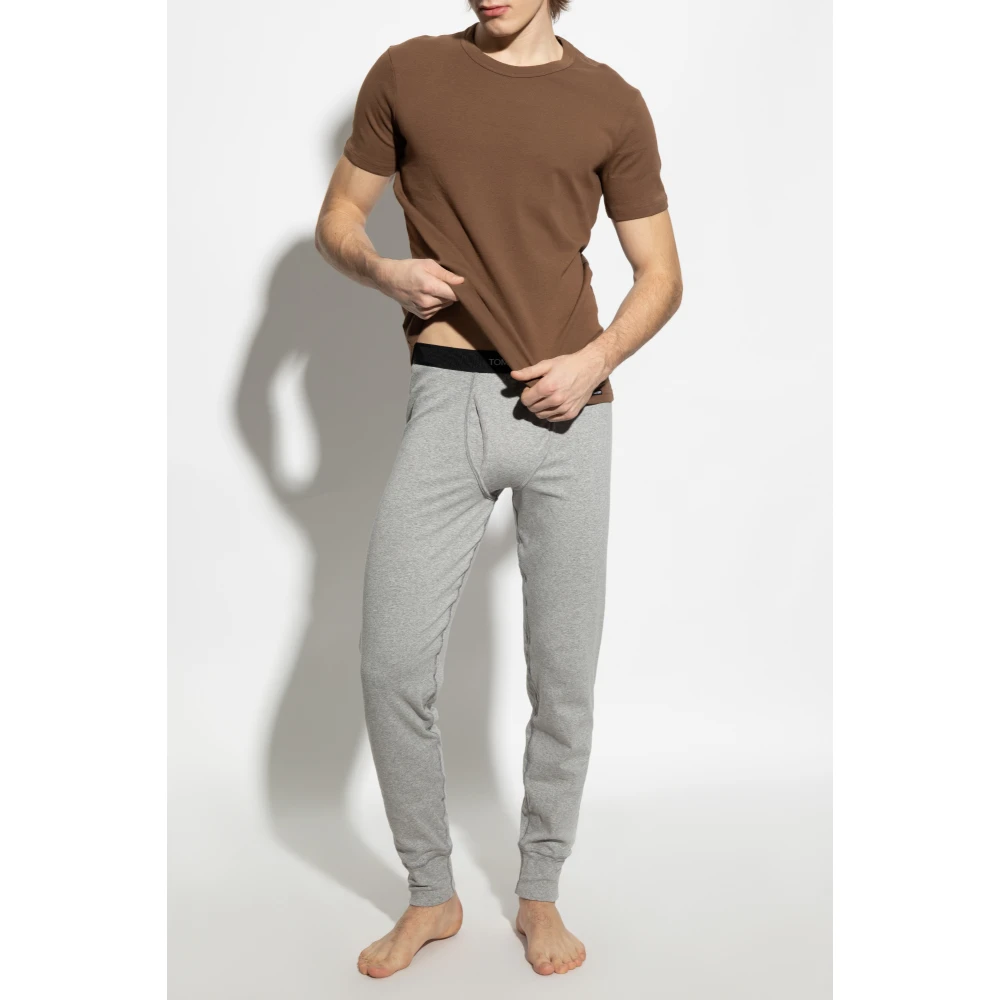 Tom Ford Ondergoed T-shirt met logopatch Brown Heren