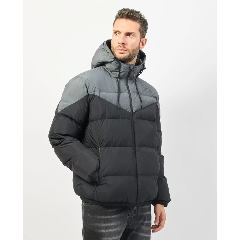 Emporio Armani Zwarte Bomberjack met Capuchon Black Heren