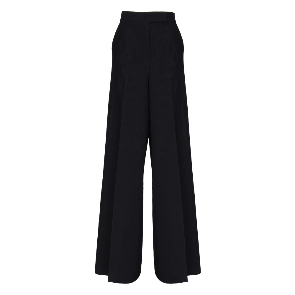 Max Mara Blauwe Wollen Broek met Plooi Blue Dames