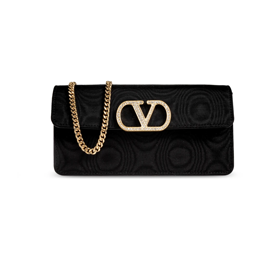 Valentino Garavani Women's Black Wallet With Chain Vlogo Signature In Moiré Fabric W - Image 2