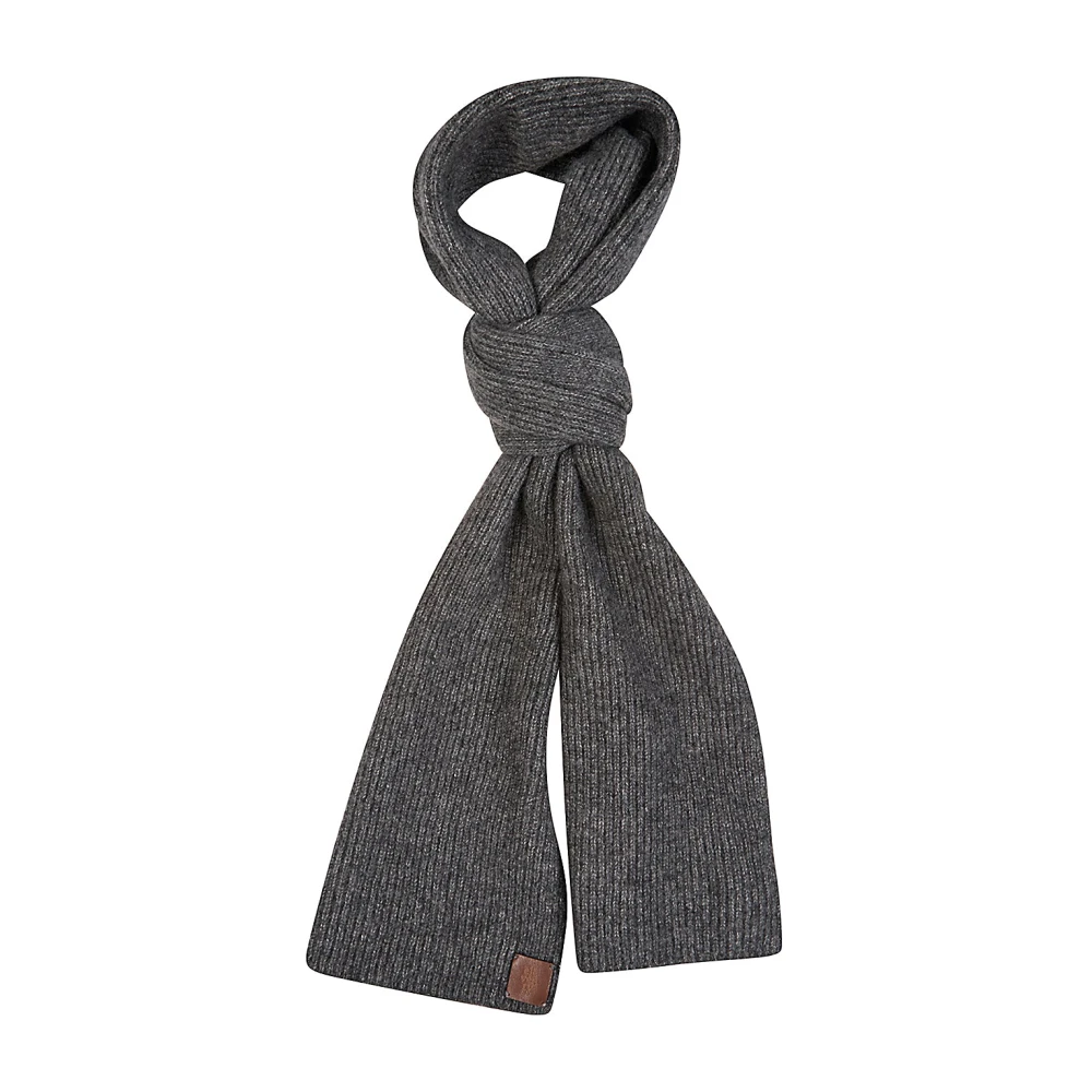 Eleventy Mannelijk Grijs Geribbelde Cashmere Zijden Sjaal