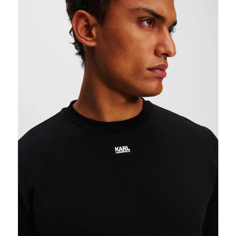 Karl Lagerfeld Zwart T-shirt met contrasterend logo bij de hals Black Heren