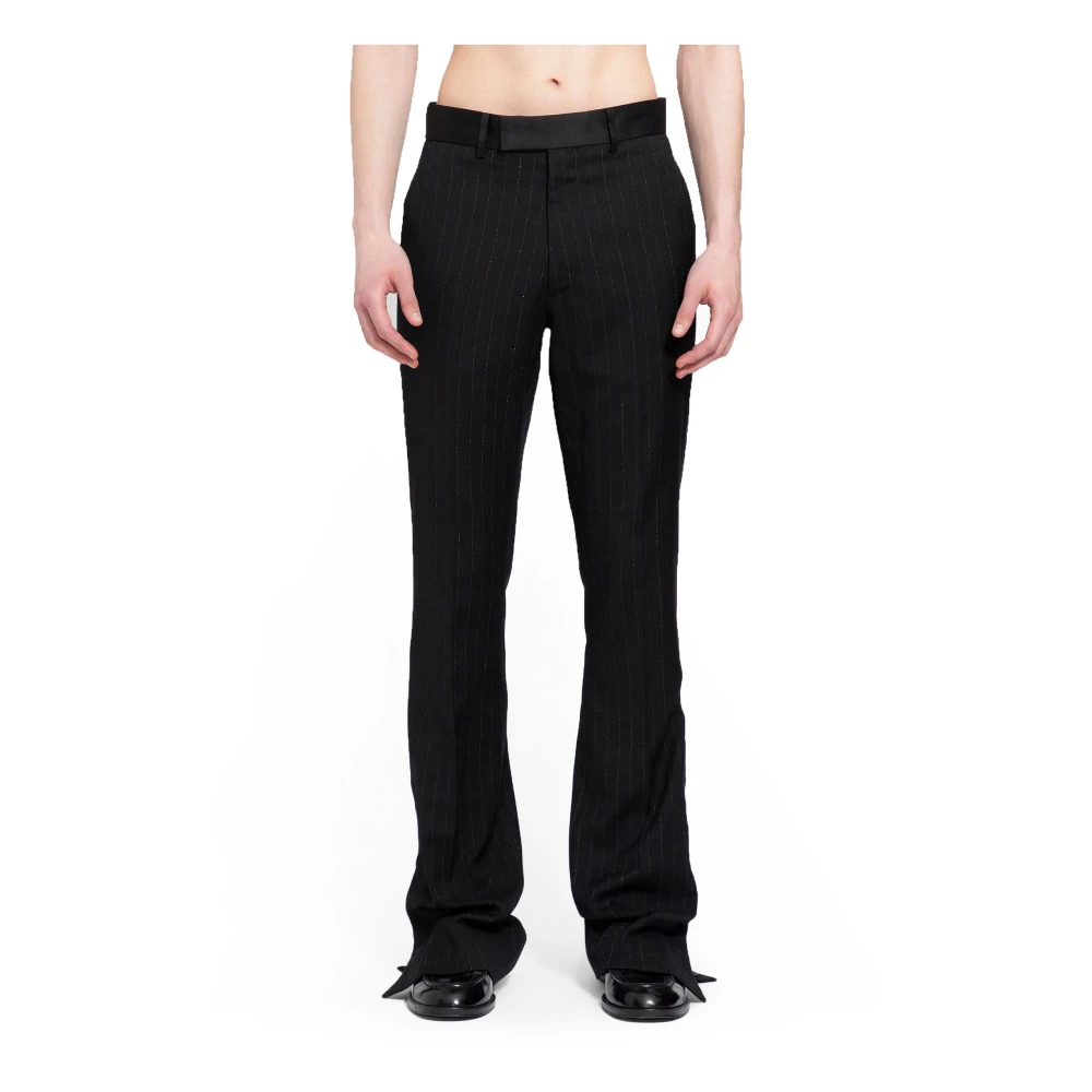 Amiri Zwarte Pinstripe Kick Flare Broek Black Heren