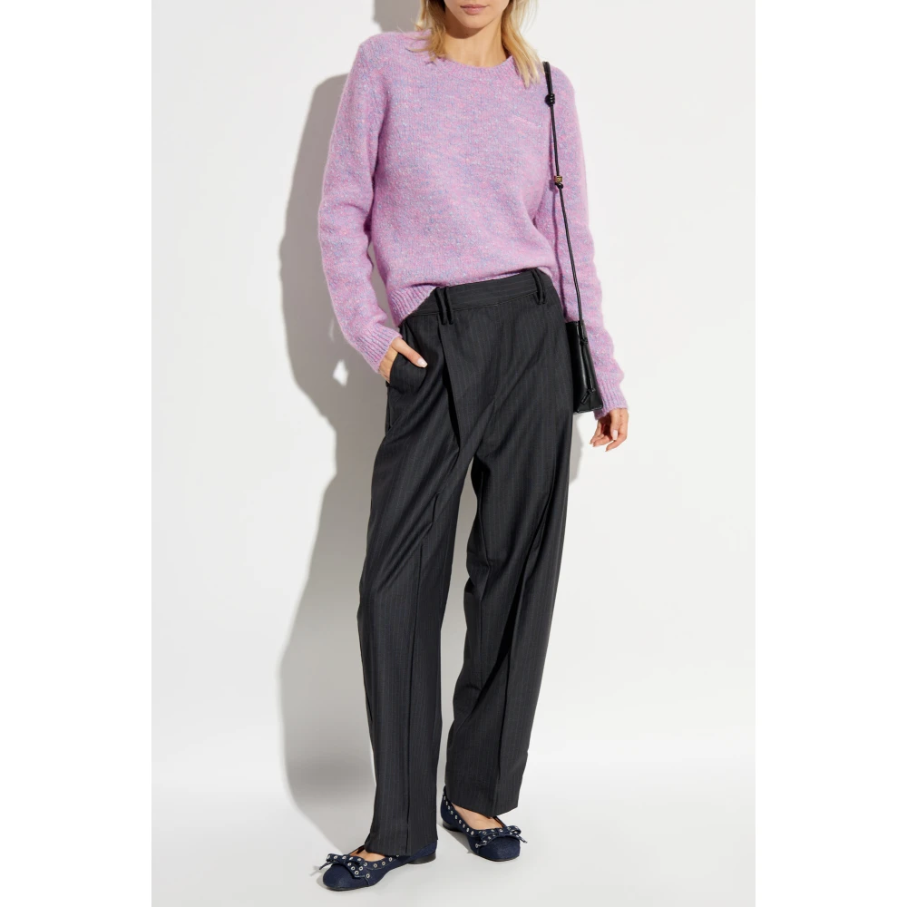 Ganni Geribbelde trui Pink Dames
