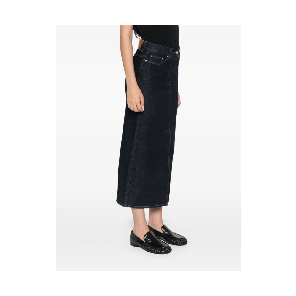 Loulou Studio Denim Rok met Contraststiksels Blue Dames