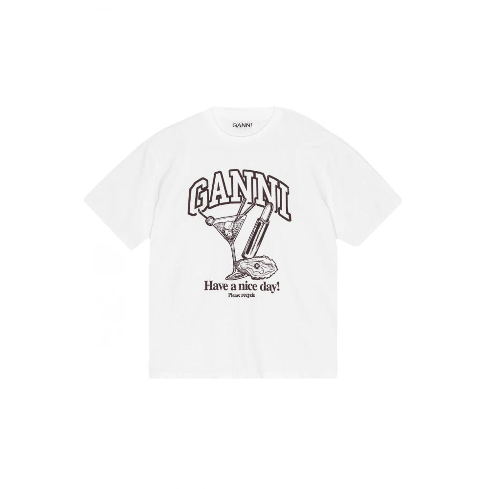 Ganni Wit Future Relaxed Cocktail T-shirt White Dames
