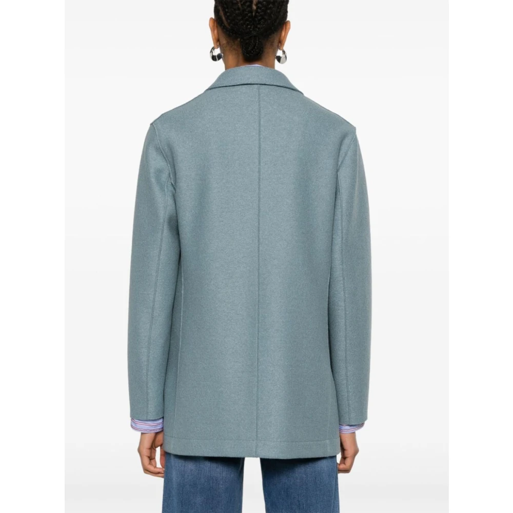 Harris Wharf London Wollen Peacoat Dubbel-Borst Lange Mouw Blue Dames