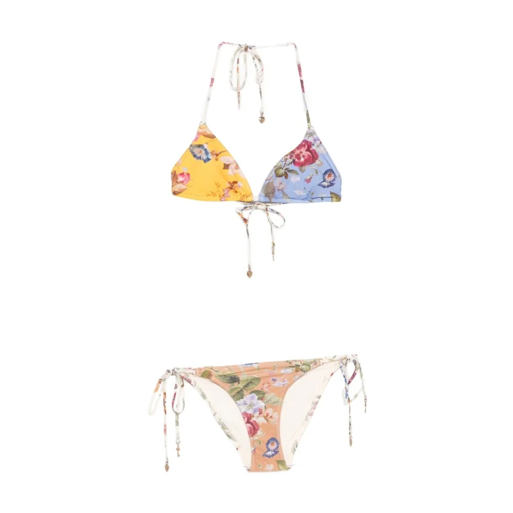 Zimmermann Women's Multicolor Bikinis, L, Patience Spliced Tri Bikini