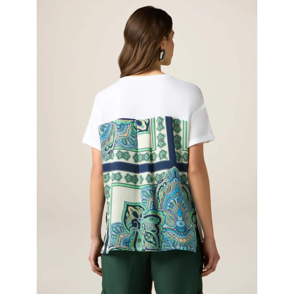 Oltre Satin T-shirt met letterapplicatie White Dames