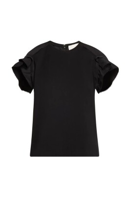 sort-bomuld-plisseret-t-shirt