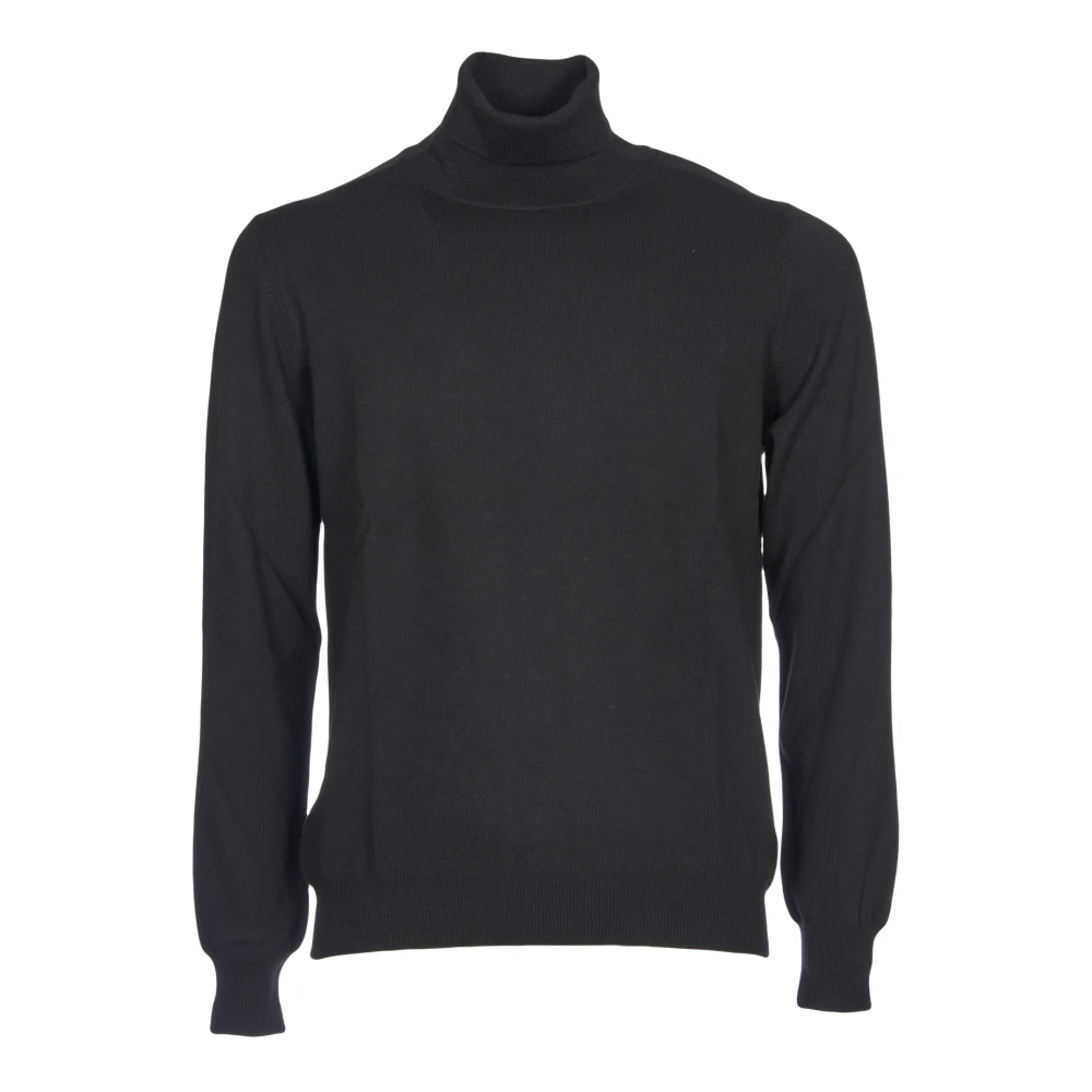 Tagliatore Zwarte Wol Polo Hals Trui Black Heren