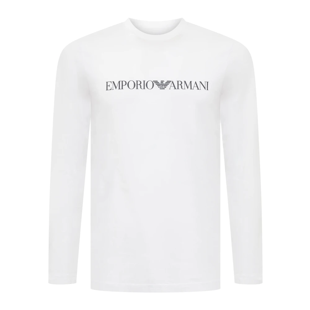 Emporio Armani Bedrukt Logo Longsleeve T-shirt White Heren