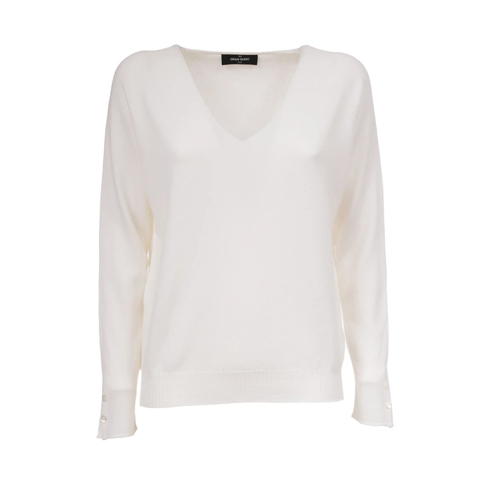 Gran Sasso Cashmere Trui met V-Hals White Dames