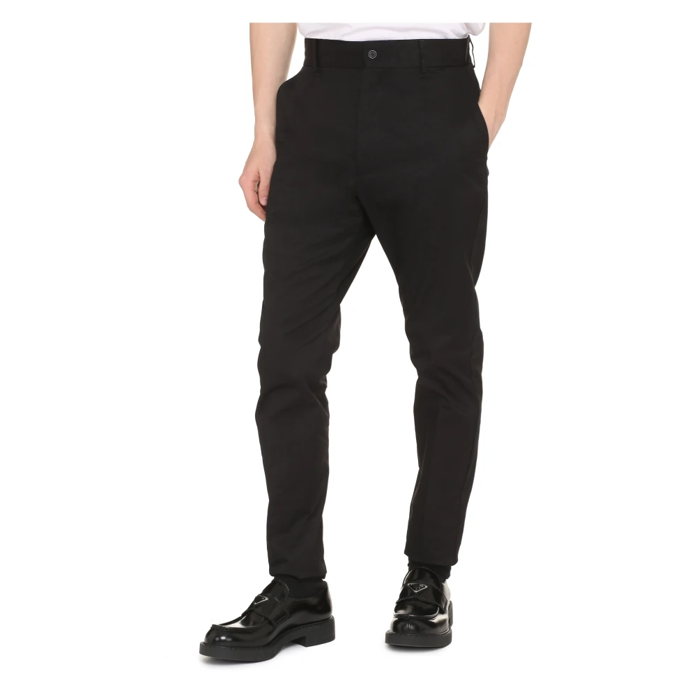 Dolce & Gabbana Stretch katoenen broek met zakken Black Heren