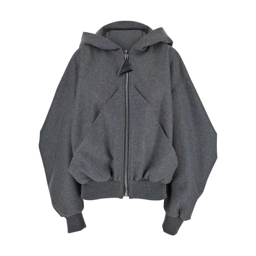 The Attico Grijze Wollen Hoodie Jas Gray Dames