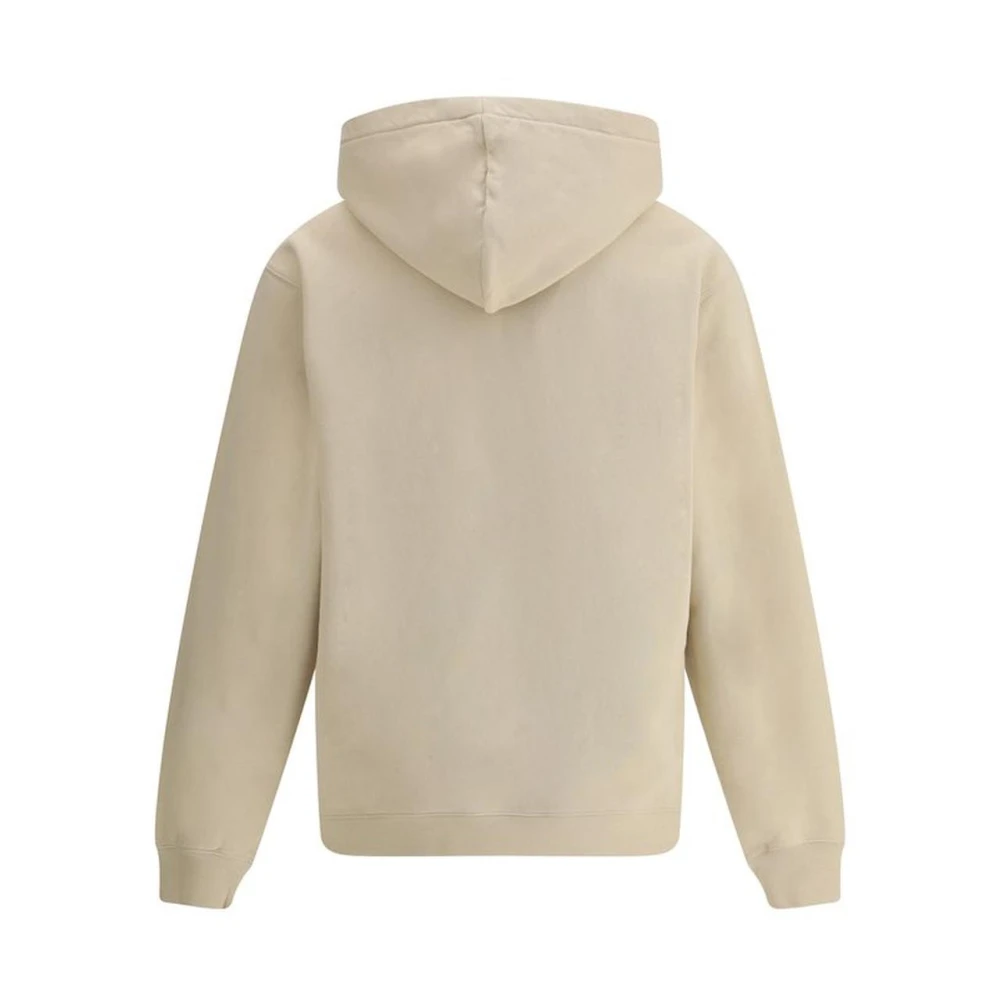 Jacquemus Monogram Patch Katoenen Hoodie Pluche Interieur Beige Heren