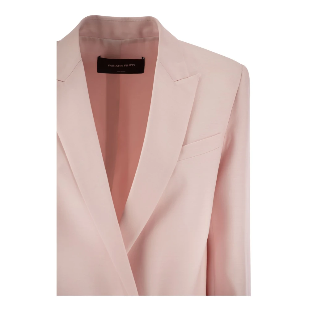 Fabiana Filippi Tijdloze double-breasted jas van wol en zijde Pink Dames