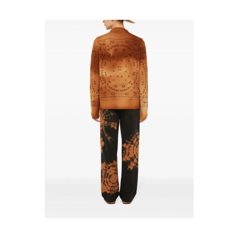Alanui Paisley Gebreide Wollen Trui Brown Heren