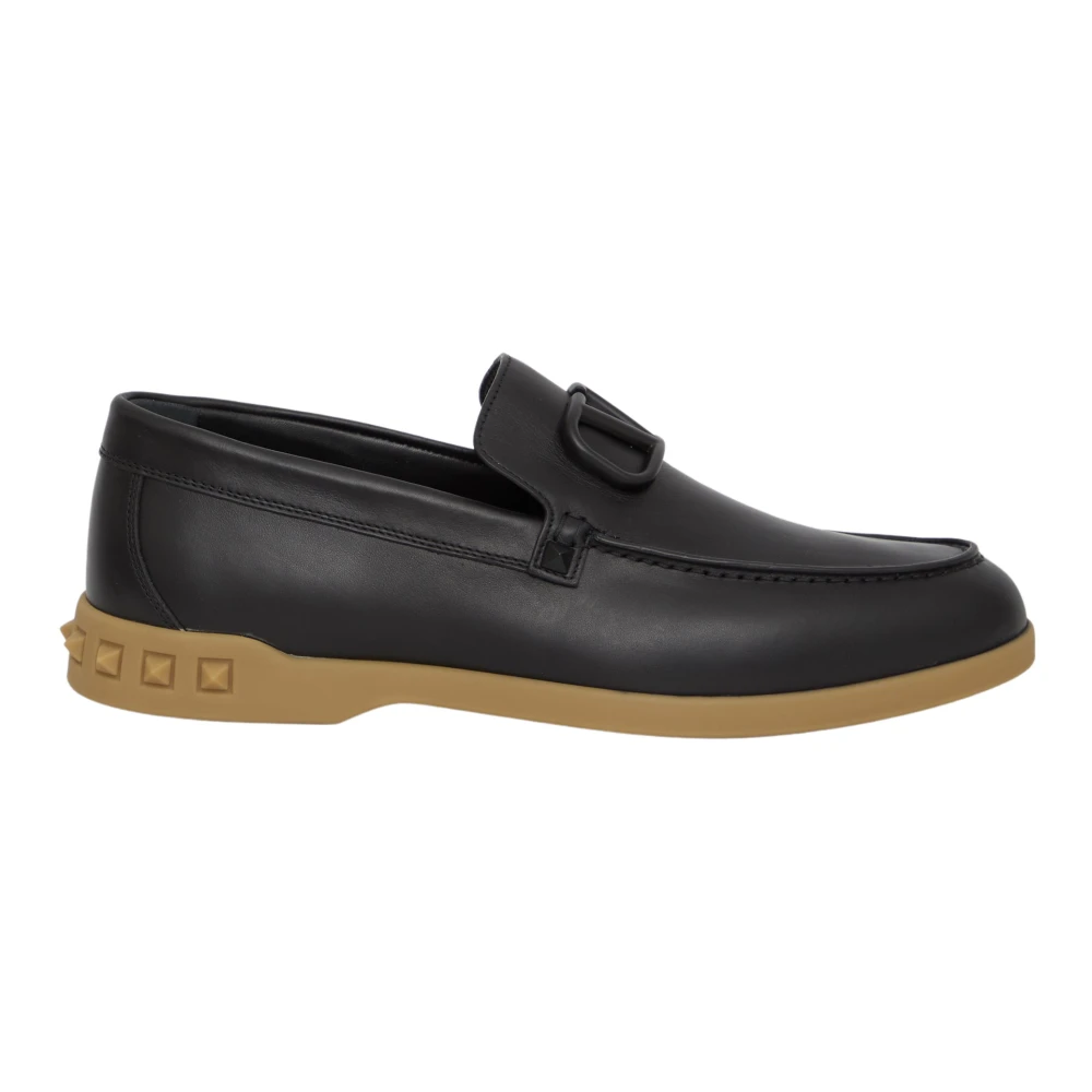 Valentino Garavani Zwarte Leren Loafer met VLogo Signature Black Heren