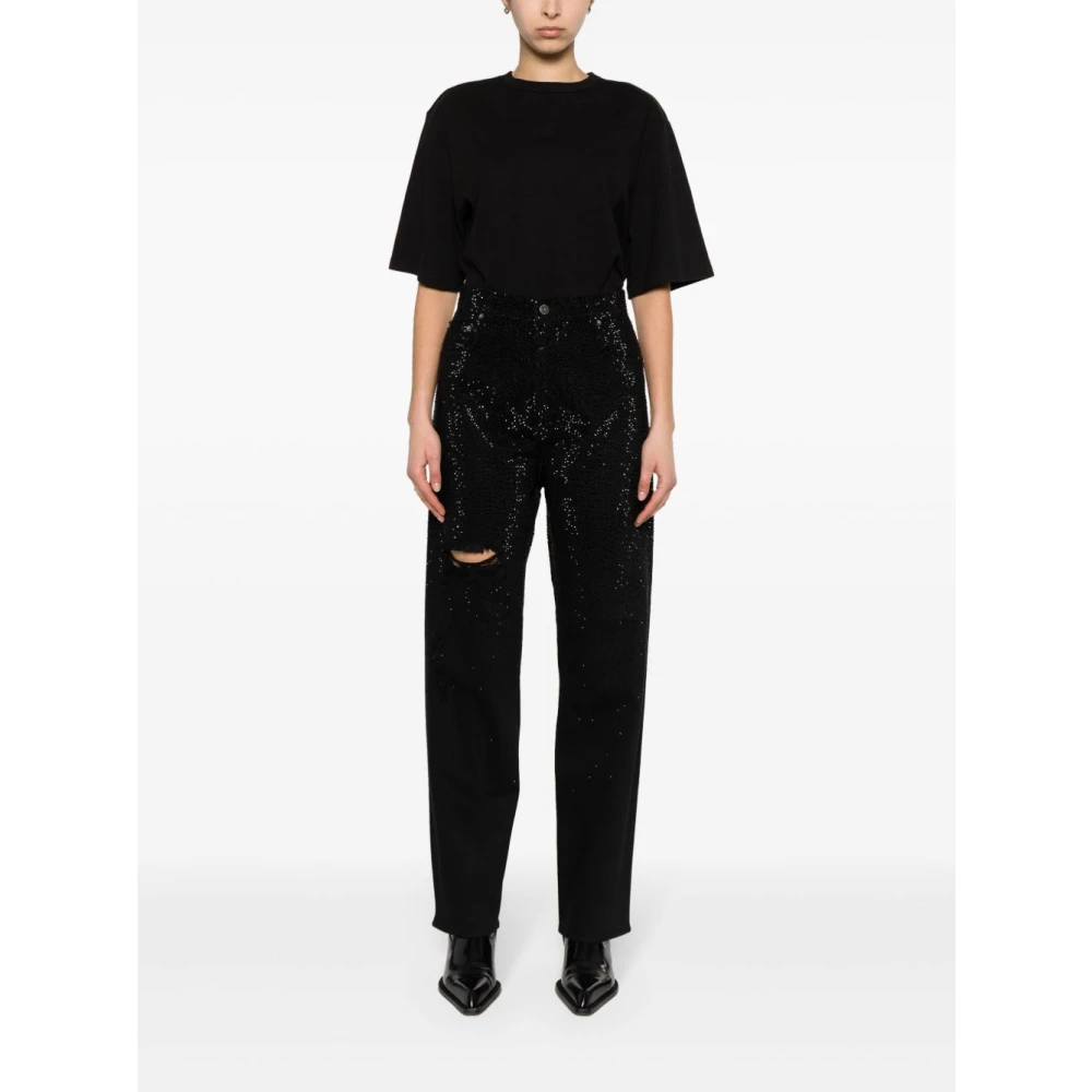 Golden Goose Zwarte Kristalversierde Denim Jeans Black Dames