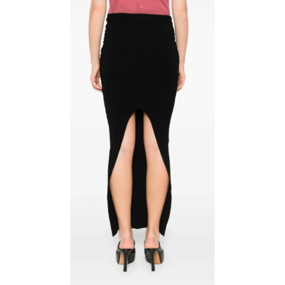 Rick Owens Gebreide Pillar Rok in Zwart Black Dames