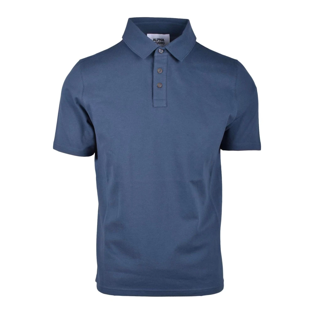 Alpha Studio Katoen Elastaan Polo Shirt Blue Heren