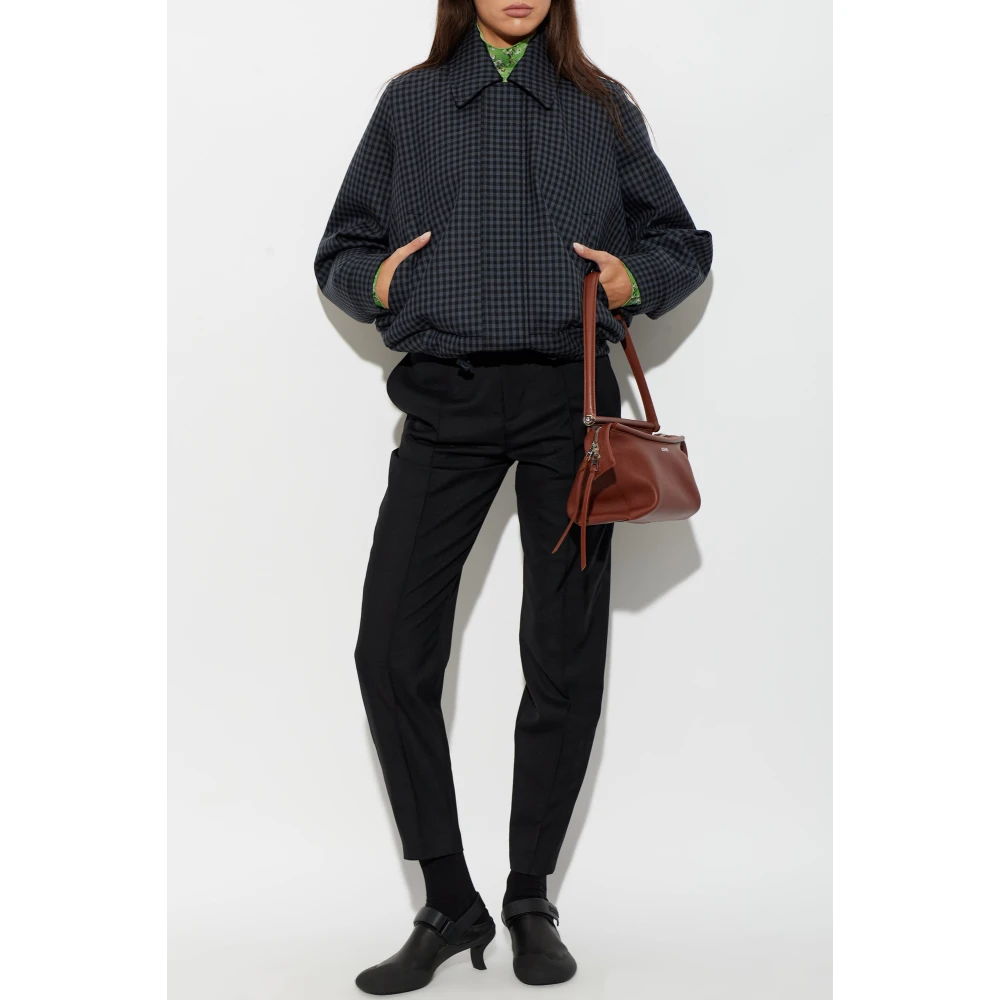 Loewe Wool Jacket With Ribbed Hem - Female - Bomber Jackets - Blue - Xs - Jackets - Image 2
