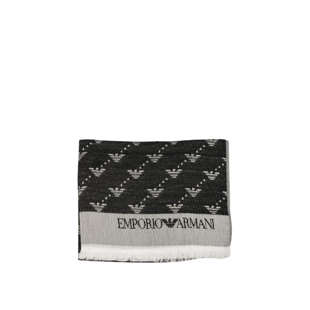 Emporio Armani Men's Black Fashionable Scarf - Scarves - One Size - Accessories