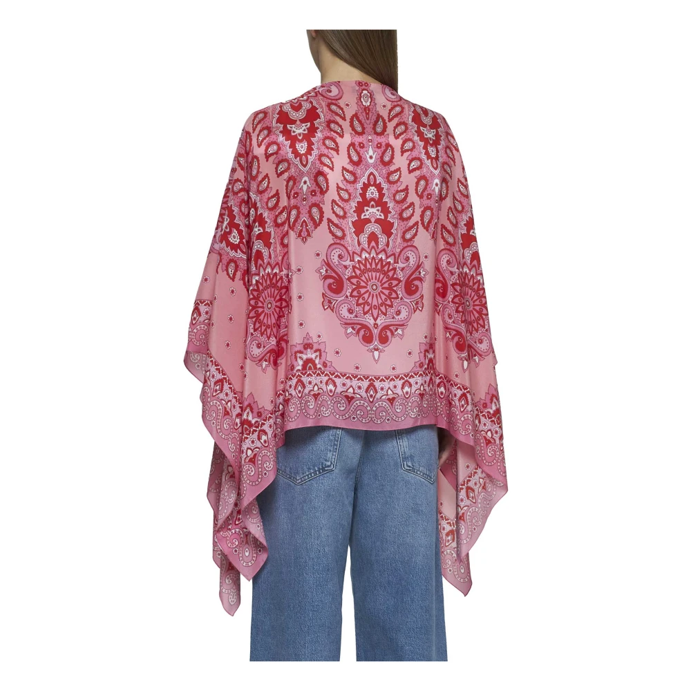ETRO Roze Bloemen Paisley Zijden Top Pink Dames