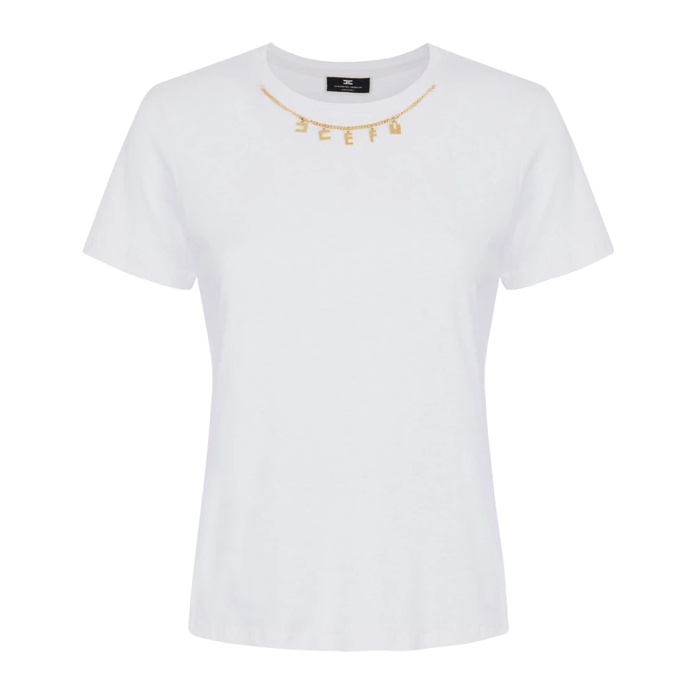 Elisabetta Franchi Gouden Charme Katoenen T-shirt White Dames