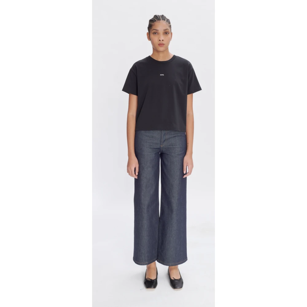 A.p.c. Zwarte loszittende T-shirt met APC-logo Black Dames