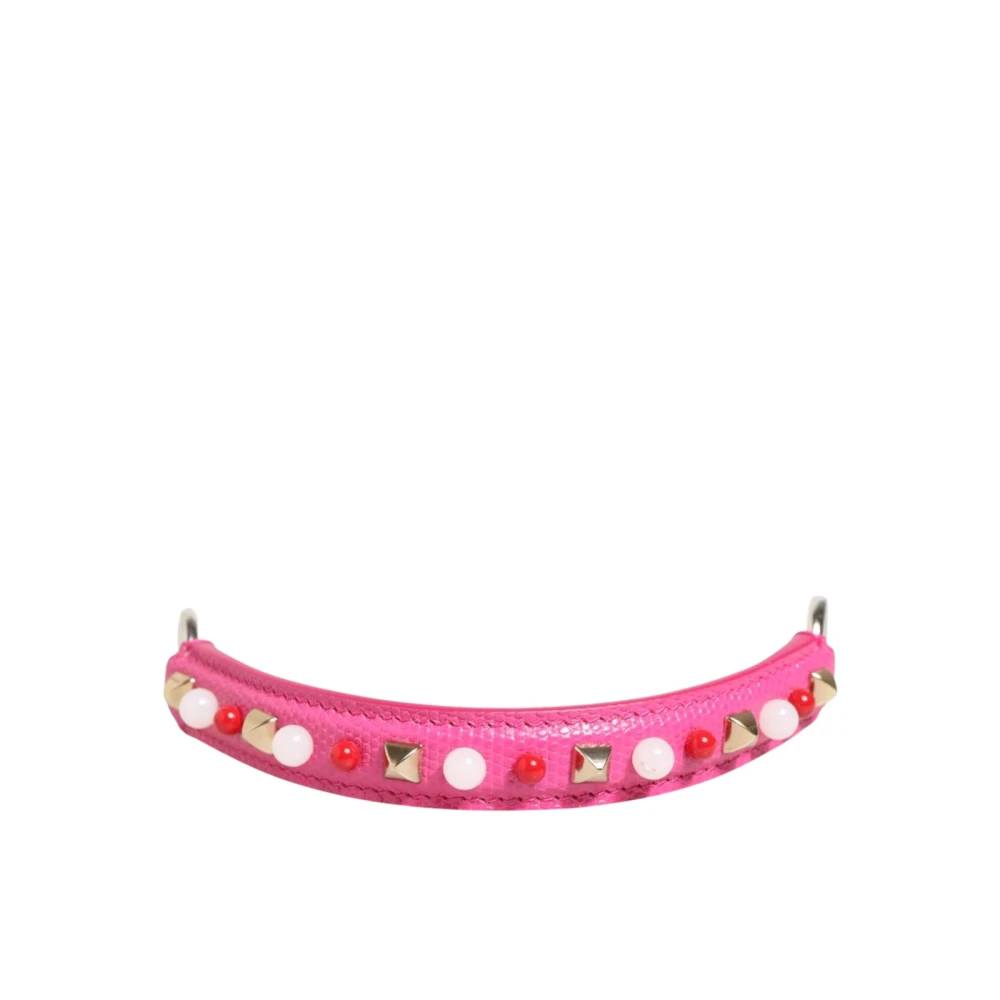 Dolce & Gabbana Pink Embellished Leather Bag Handle Women Shoulder Strap - Image 3