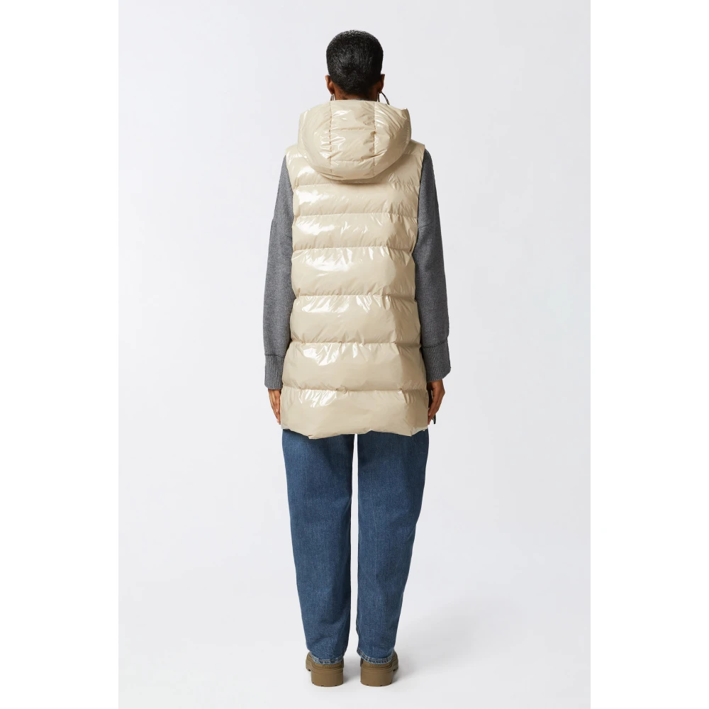 pinko Beige Mouwloos Donsvest met Capuchon Beige Dames