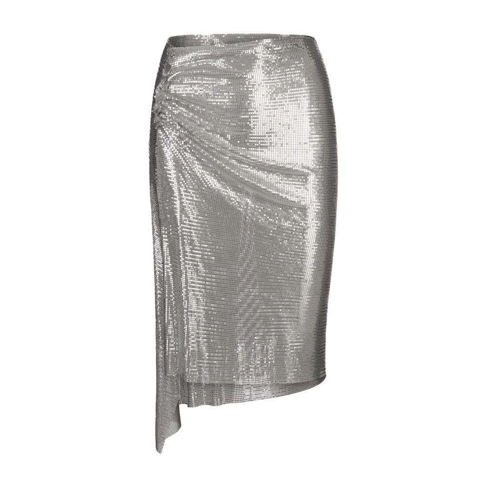 Paco Rabanne Mesh Gedrapeerd Zilveren Rok Gray Dames