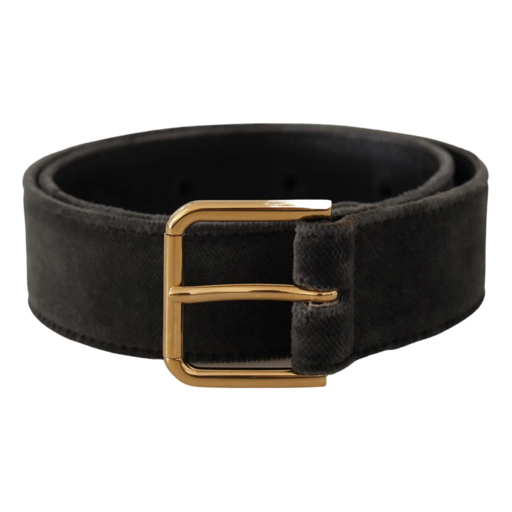 Dolce & Gabbana Elegante Fluweel Riem met Gegraveerde Gesp Black Dames