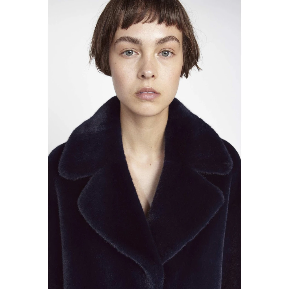Stand Studio Oversized Cocoon Coat Blue Dames