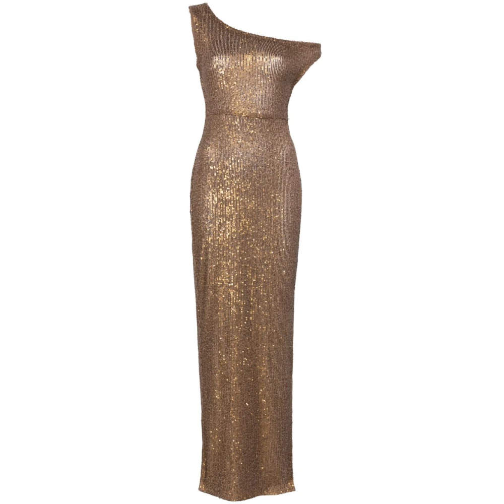 Norma Kamali Gouden Paillet Avondjurk Brown Dames