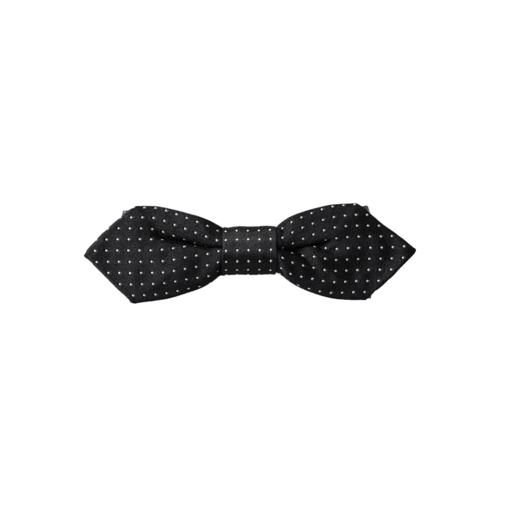 Dolce & Gabbana Zijden Stippen Papillon Strik Black Heren