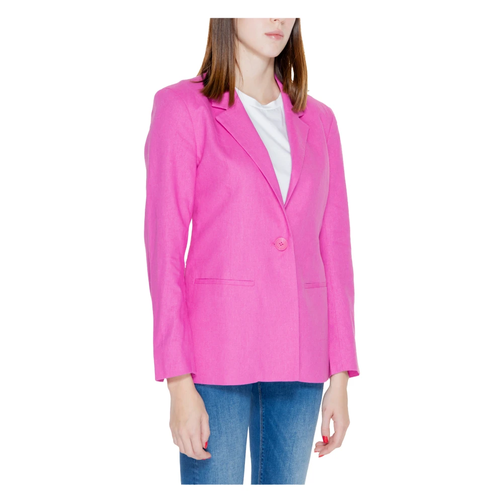 Only Linnen Blazer Damesjas Lente Zomer Pink Dames